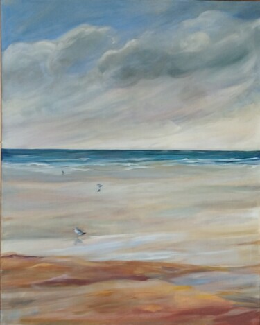 Painting titled "Fin du jour" by Claudine Pochat, Original Artwork, Oil