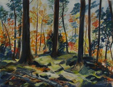 Peinture intitulée "Forêt" par Claudine Pochat, Œuvre d'art originale, Gouache