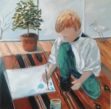 Painting titled "Maxence" by Claudine Pochat, Original Artwork, Oil