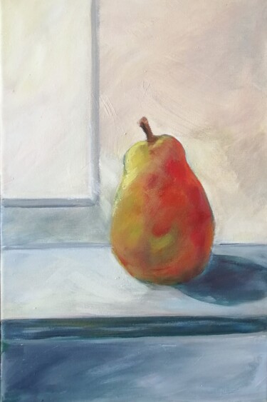Painting titled "Poire" by Claudine Pochat, Original Artwork, Oil