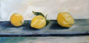 Painting titled "Citrons" by Claudine Pochat, Original Artwork, Oil