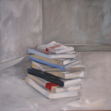 Painting titled "Livres en pile" by Claudine Pochat, Original Artwork