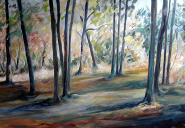 Painting titled "Forêt d'automne" by Claudine Pochat, Original Artwork