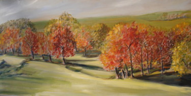 Peinture intitulée "automne-a-vallieres…" par Claudine Pochat, Œuvre d'art originale, Huile
