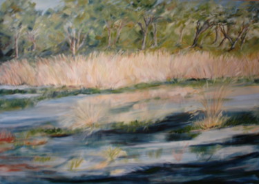 Painting titled "Marécage" by Claudine Pochat, Original Artwork, Oil