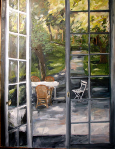 Malarstwo zatytułowany „Le Jardin” autorstwa Claudine Pochat, Oryginalna praca, Olej