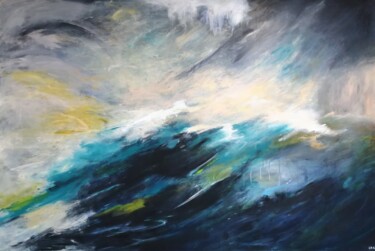Картина под названием "Tempête sur la mer,…" - Claudine Roques Ayache, Подлинное произведение искусства, Акрил Установлен на…