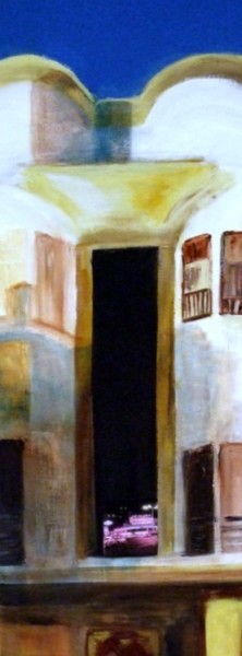Painting titled "architecture casabl…" by Claudine Roques Ayache, Original Artwork, Oil