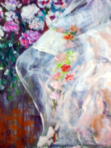 Painting titled "une mariée à New-Yo…" by Claudine Roques Ayache, Original Artwork, Oil