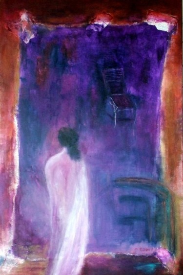 Painting titled "solitude" by Claudine Roques Ayache, Original Artwork, Oil