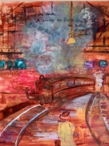 Painting titled "Gare du Nord" by Claudine Roques Ayache, Original Artwork, Oil