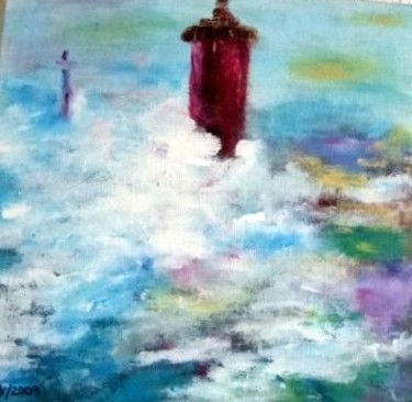 Painting titled "phare rêvé" by Claudine Roques Ayache, Original Artwork, Oil