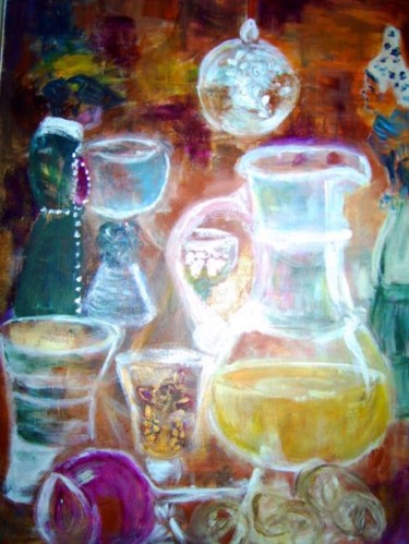 Painting titled "Noel en Alsace" by Claudine Roques Ayache, Original Artwork, Oil