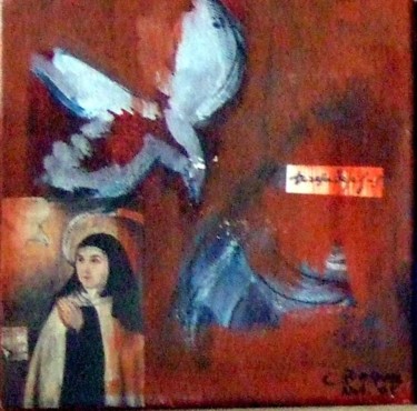 绘画 标题为“Sainte Thérèse D'Av…” 由Claudine Roques Ayache, 原创艺术品, 油