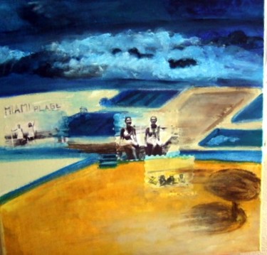 Painting titled "Miami plage" by Claudine Roques Ayache, Original Artwork, Oil