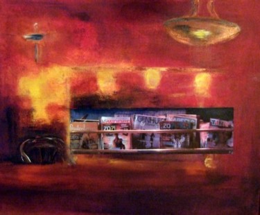 Peinture intitulée "cafe de l'Arsenal" par Claudine Roques Ayache, Œuvre d'art originale, Huile