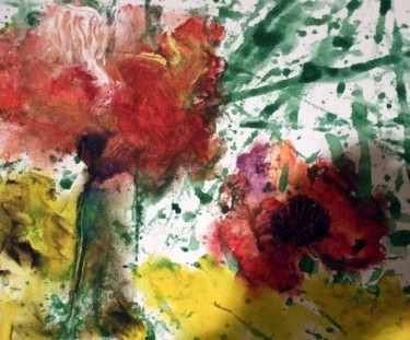 Peinture intitulée "jeu de fleurs 1" par Claudine Roques Ayache, Œuvre d'art originale, Huile
