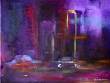 Painting titled "Casablanca by night" by Claudine Roques Ayache, Original Artwork, Oil