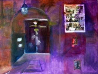 Peinture intitulée "porte cochère" par Claudine Roques Ayache, Œuvre d'art originale, Huile