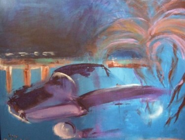 Painting titled "Miami Beach 60" by Claudine Roques Ayache, Original Artwork, Oil