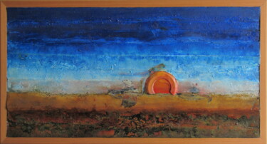 Κολάζ με τίτλο "Sliced Sunset" από Claudio Boczon, Αυθεντικά έργα τέχνης, Κολάζ Τοποθετήθηκε στο Ξύλινο πάνελ