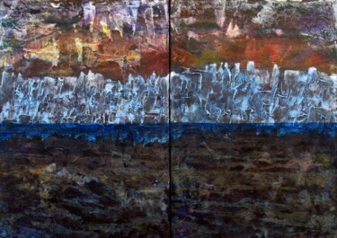 Malerei mit dem Titel "Glaciares" von Claudio Boczon, Original-Kunstwerk, Acryl Auf Holzplatte montiert