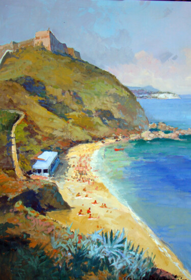 Painting titled "Portoferraio  spiag…" by Claudio Domenici, Original Artwork, Oil