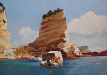 Pintura titulada "isola-di-paxos-grec…" por Claudio Domenici, Obra de arte original, Oleo