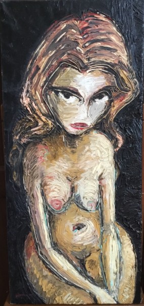 Peinture intitulée "La ragazza dalla te…" par Claudio Lorenzini, Œuvre d'art originale, Huile