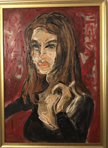 Pittura intitolato "ritratto sorella" da Claudio Lorenzini, Opera d'arte originale, Olio