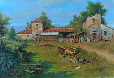 Schilderij getiteld "Old farmhouse - Tus…" door Claudio Pallini, Origineel Kunstwerk, Olie Gemonteerd op Andere stijve panel…
