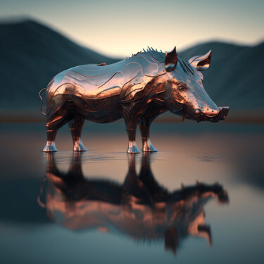 Artes digitais intitulada "wild pig" por Claudio Pincas Feldman, Obras de arte originais, Imagem gerada por IA