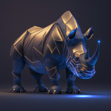 Grafika cyfrowa / sztuka generowana cyfrowo zatytułowany „Rhino 1” autorstwa Claudio Pincas Feldman, Oryginalna praca, Obraz…