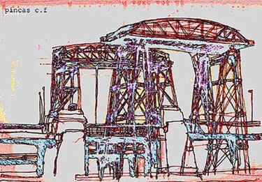 Dibujo titulada "doble puente" por Claudio Pincas Feldman, Obra de arte original