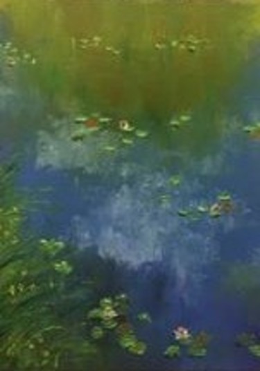 Painting titled "Water lillies" by Claudio Suenaga, Original Artwork, Oil