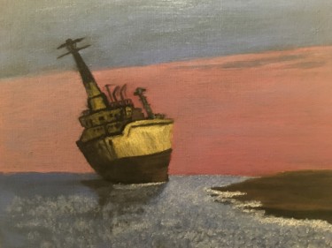 Painting titled "Knock down ship" by Claudio Suenaga, Original Artwork, Oil