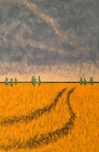 Painting titled "Wheat plantation" by Claudio Suenaga, Original Artwork, Oil
