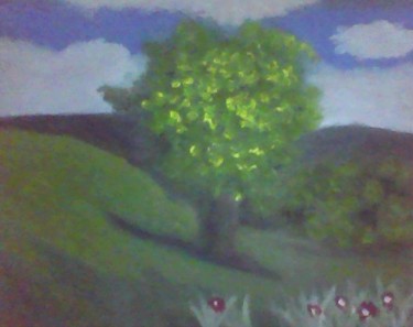 Painting titled "The tree" by Claudio Suenaga, Original Artwork, Oil