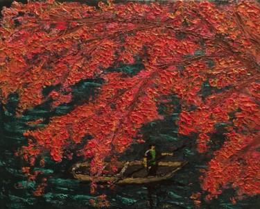 Painting titled "The boatman" by Claudio Suenaga, Original Artwork, Oil