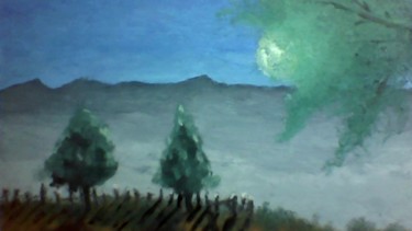 Painting titled "Moonlight" by Claudio Suenaga, Original Artwork, Oil