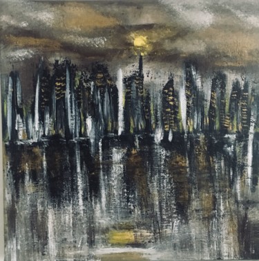 Peinture intitulée "Ville sombre" par Claudio Buzetti, Œuvre d'art originale, Acrylique
