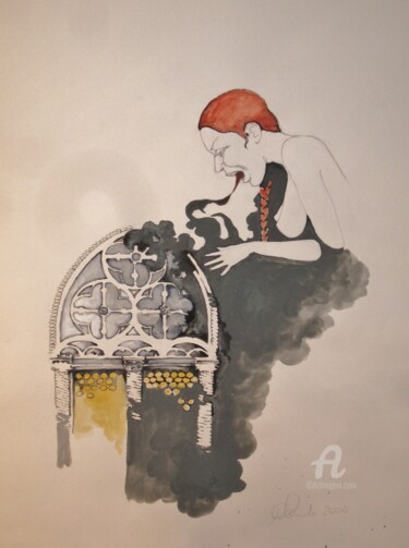 Pittura intitolato "Incubo" da Claudio Clemente, Opera d'arte originale, Gouache