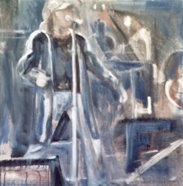 Malerei mit dem Titel "Vasco blu lights" von Claudio Fornas, Original-Kunstwerk, Öl