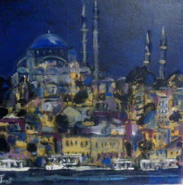 Painting titled "istanbul-di-notte-5…" by Claudio Fornas, Original Artwork, Acrylic