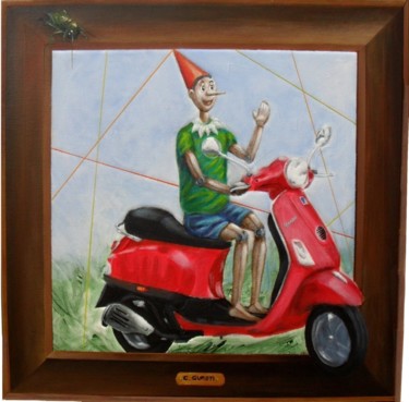 Painting titled "Fuga di Pinocchio d…" by Claudio Guasti, Original Artwork