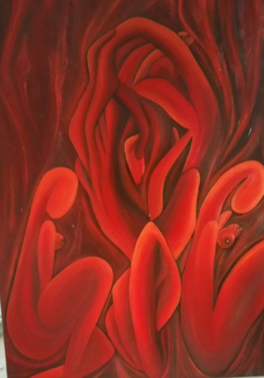 Painting titled "Volutes erotiques" by Claudy Thiry, Original Artwork