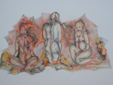 Peinture intitulée "femmes-lesbotiques-…" par Claudy Thiry, Œuvre d'art originale
