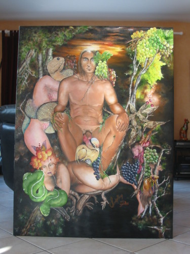 Painting titled "bacchus-2006-huile-…" by Claudy Thiry, Original Artwork
