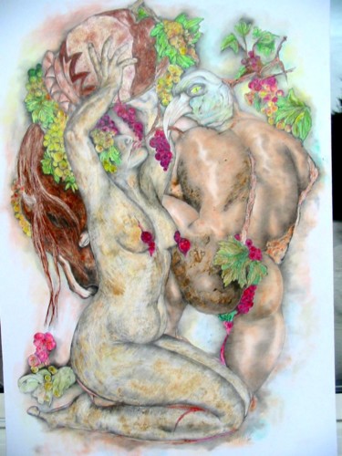 Painting titled "femme-bacchusienne-…" by Claudy Thiry, Original Artwork