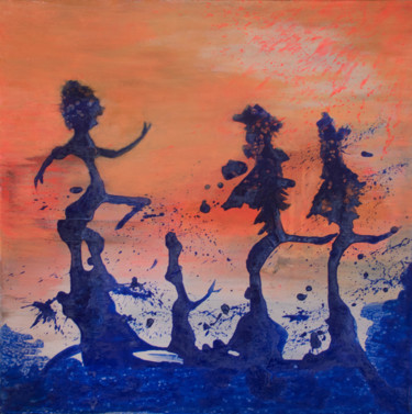 Peinture intitulée "Dancing-on-the-waves" par Claudy, Œuvre d'art originale, Acrylique